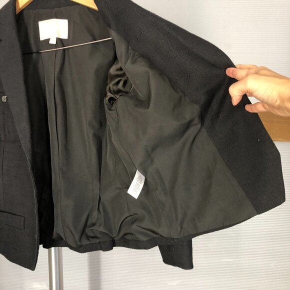Banana REPUBLIC FACTORY Linen/Cotton Black Woven‎ Blazer Sz 8 - Picture 6 of 11